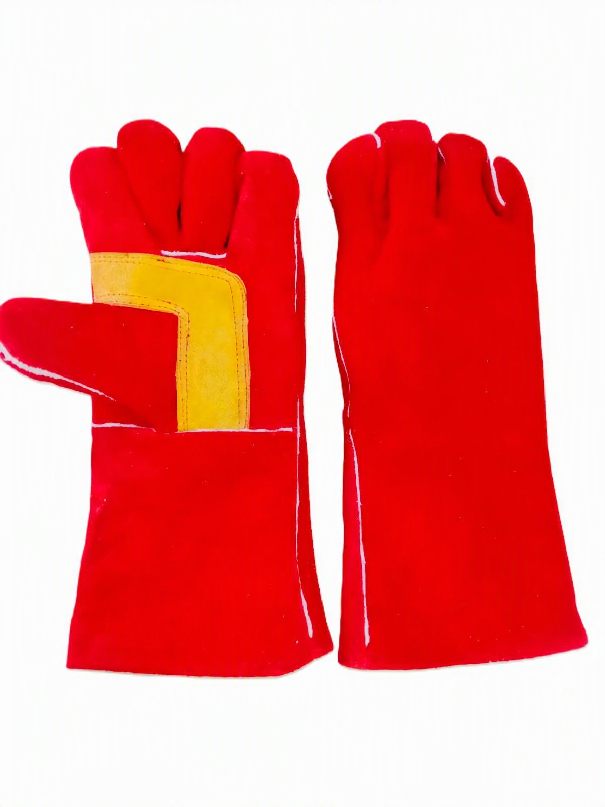 Premium leather welding gloves made from split cow leather for welding, fabrication, foundry and industrial heat protection.